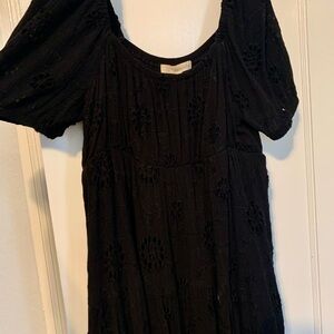 Rewind Black Embroidered Midi Dress